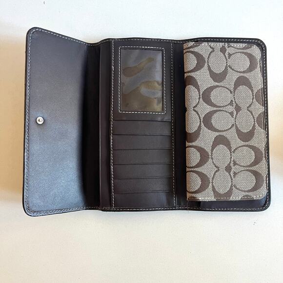 COACH 2 ITEMS! Signature Brown Long Wallet AND Checkbook, Cash Holder - Picture 4 of 13